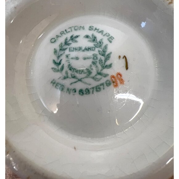 Vintage W H Grindley & Co England Carlton Shape Handled Sugar Bowl & Creamer - Picture 7 of 8